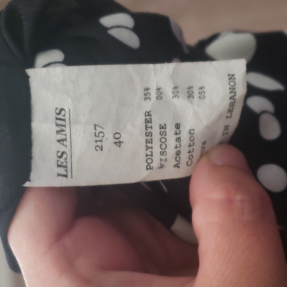 Les Amis euro40 unique pencil dress adorned black shimmery roses polka dots tie - Picture 7 of 7